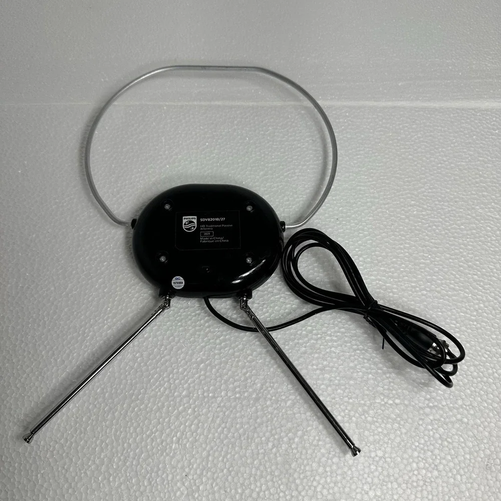Philips Rabbit Ears Indoor TV Antenna 4K 1080P HDTV Digital Signal Receiver Blac